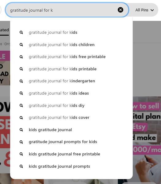 pinterest autocomplete feature