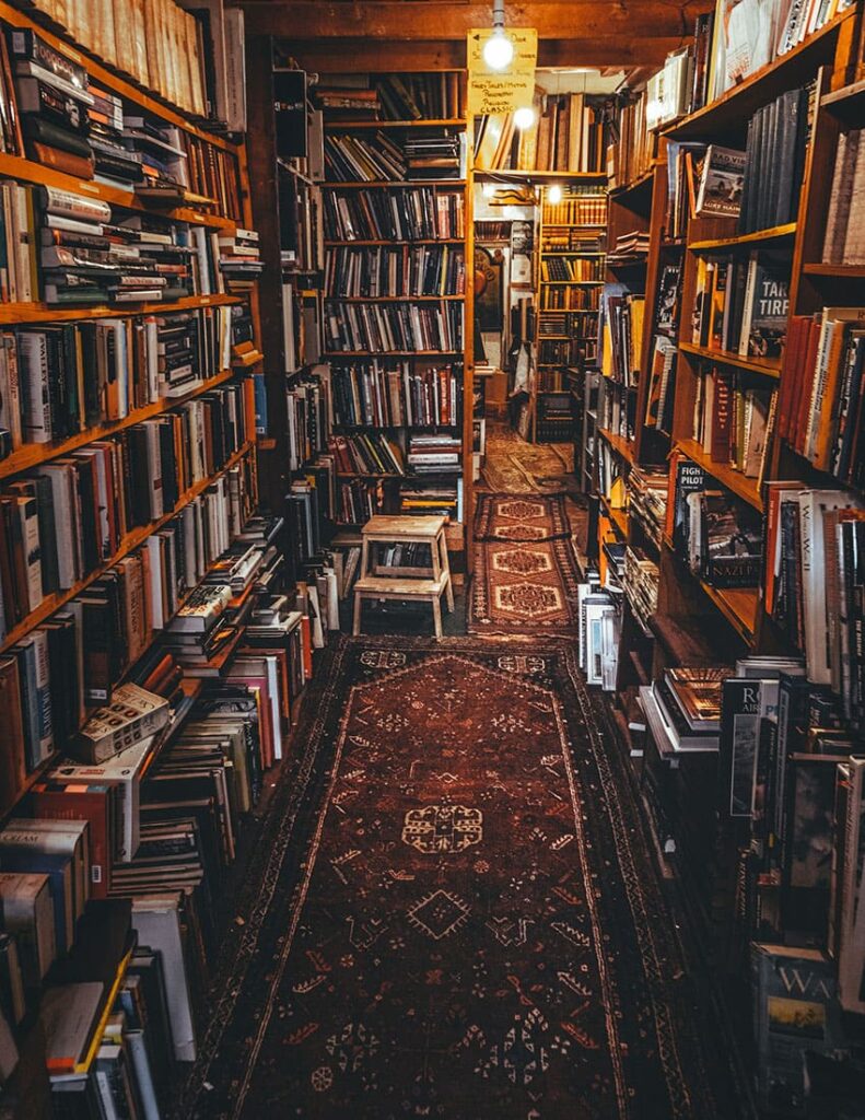 an old library cozy setting