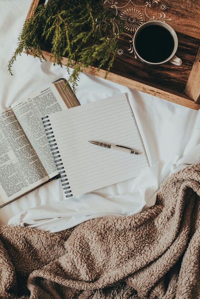 cozy setting a woman reading a book