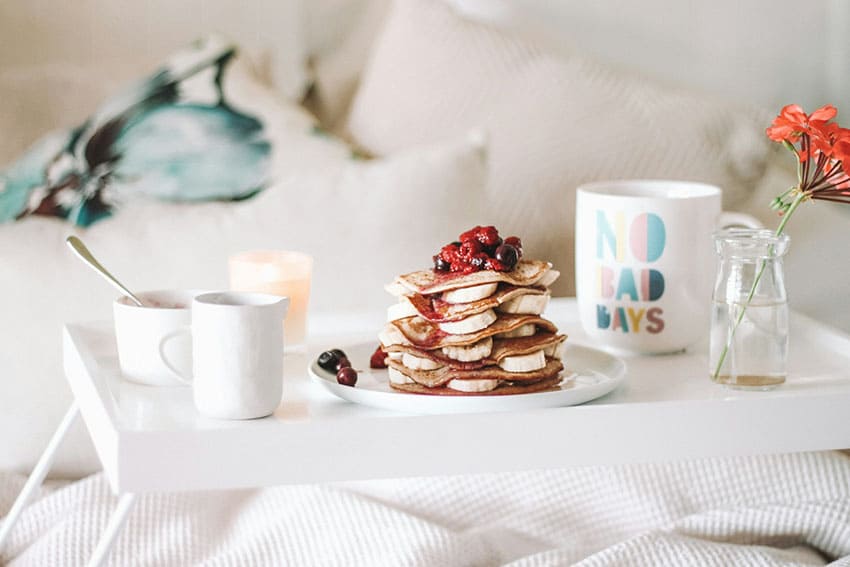 hotcakes being served on bed