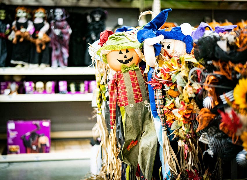 lots of halloween toys in a store cheap fall activities for adults