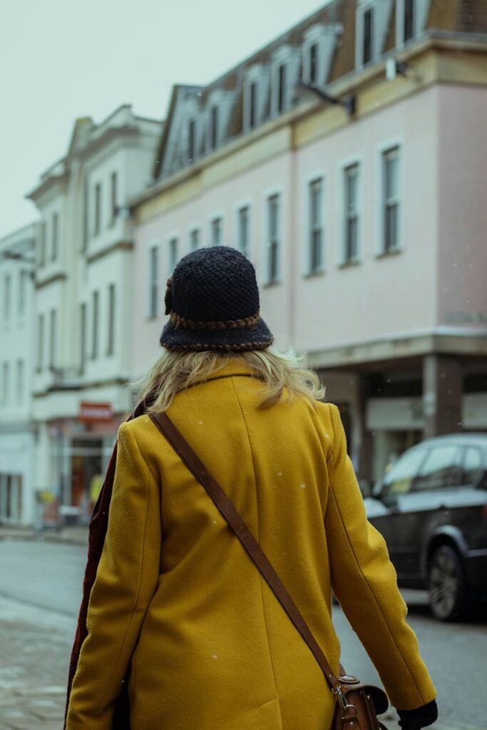 a woman walking on the streets