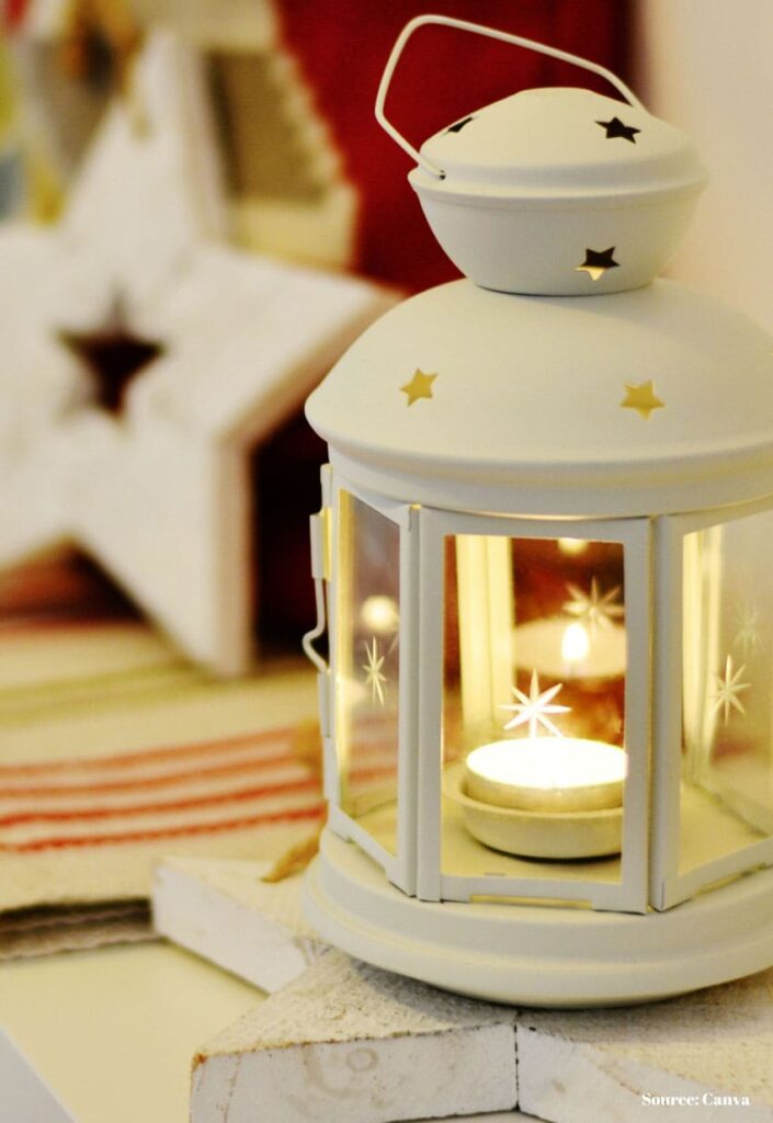 rounded lantern with star details cozy setting