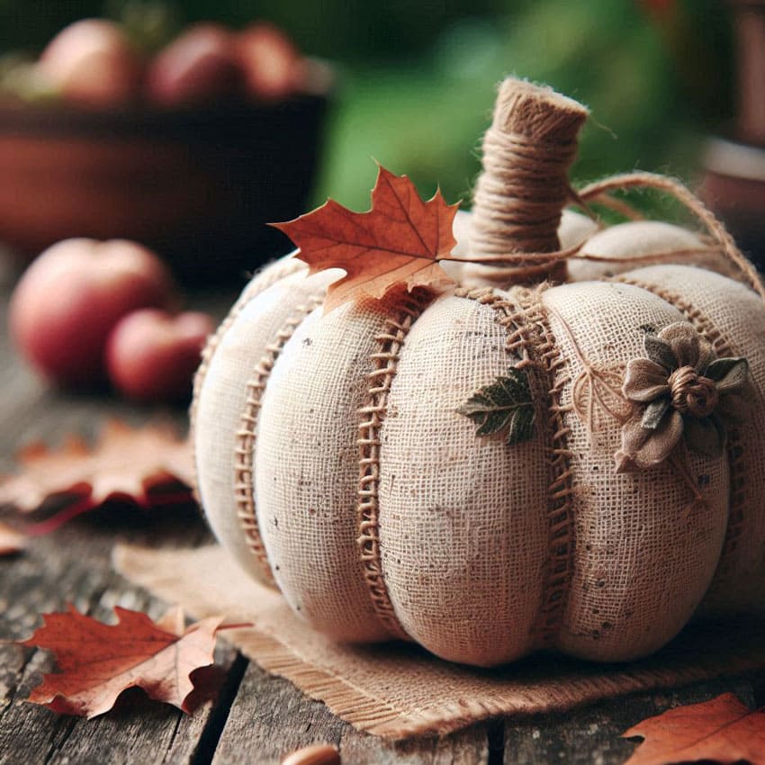 pumpkin made out of burlap