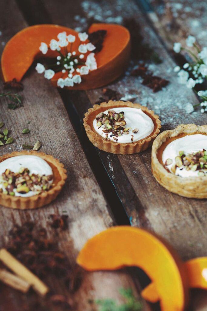 mini pumpkin pies as one of the best easy and cheap gluten free fall desserts