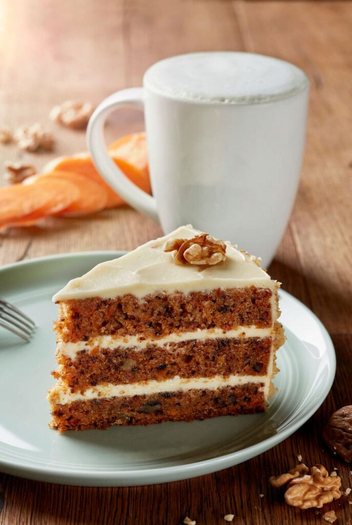 a slice of gluten free carrot cake