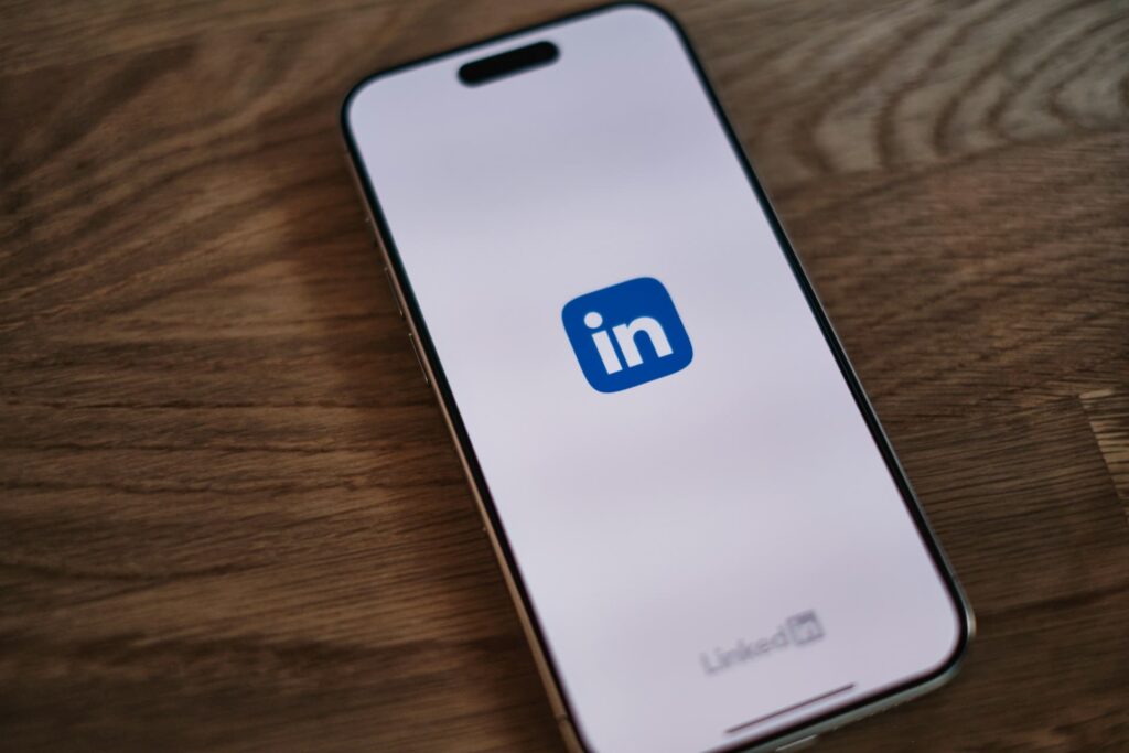 linkedin logo in a device screen