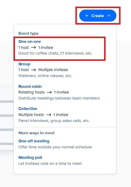 create event on calendly