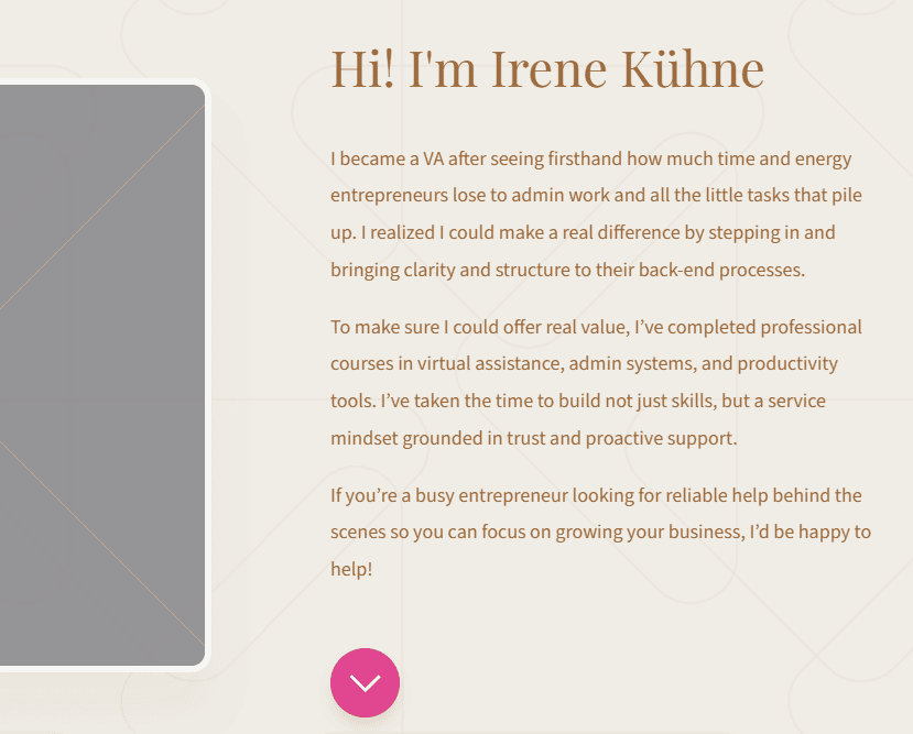 short intro about me section